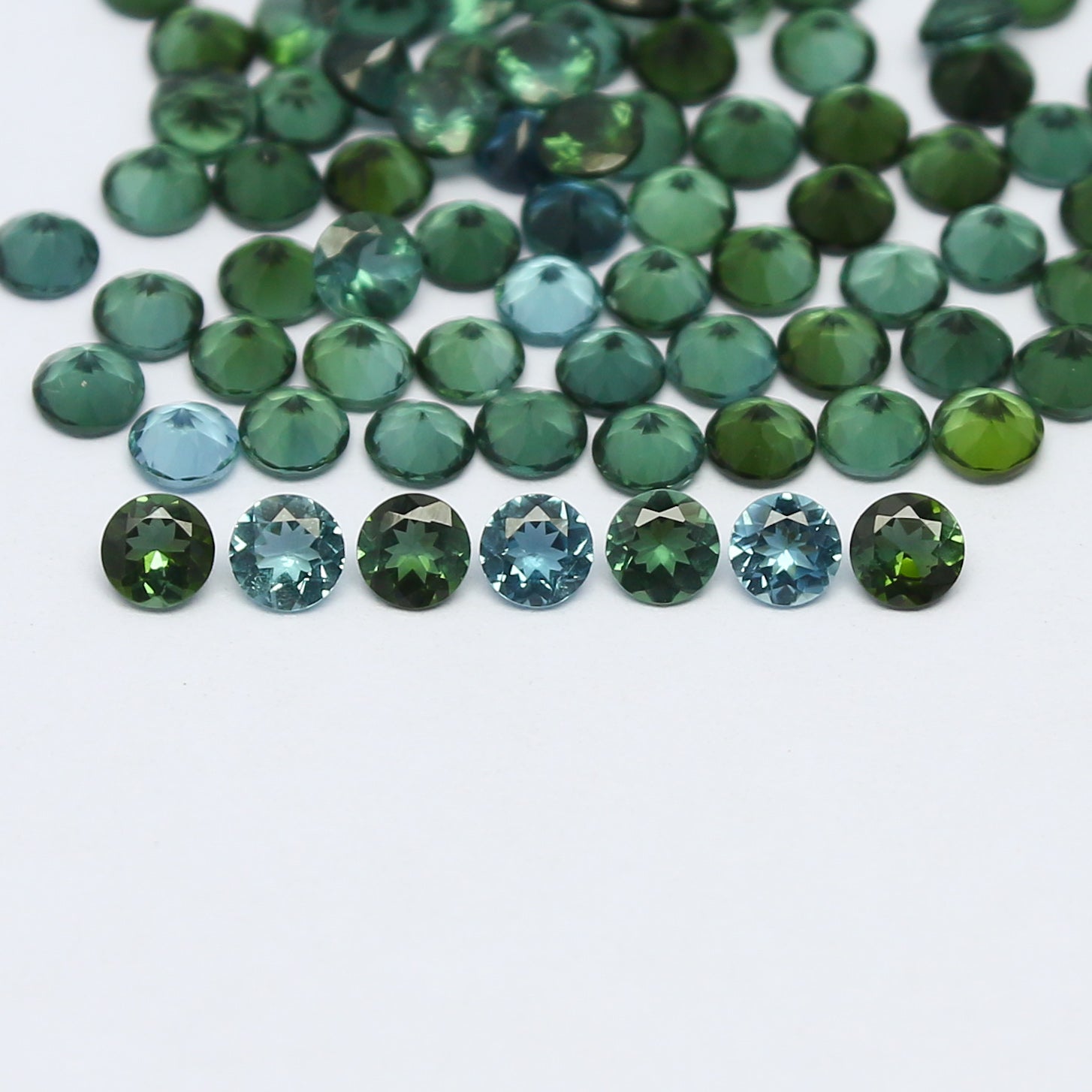 Natural Blue and Green Tourmaline Lot Mix Size Round Shape Faceted