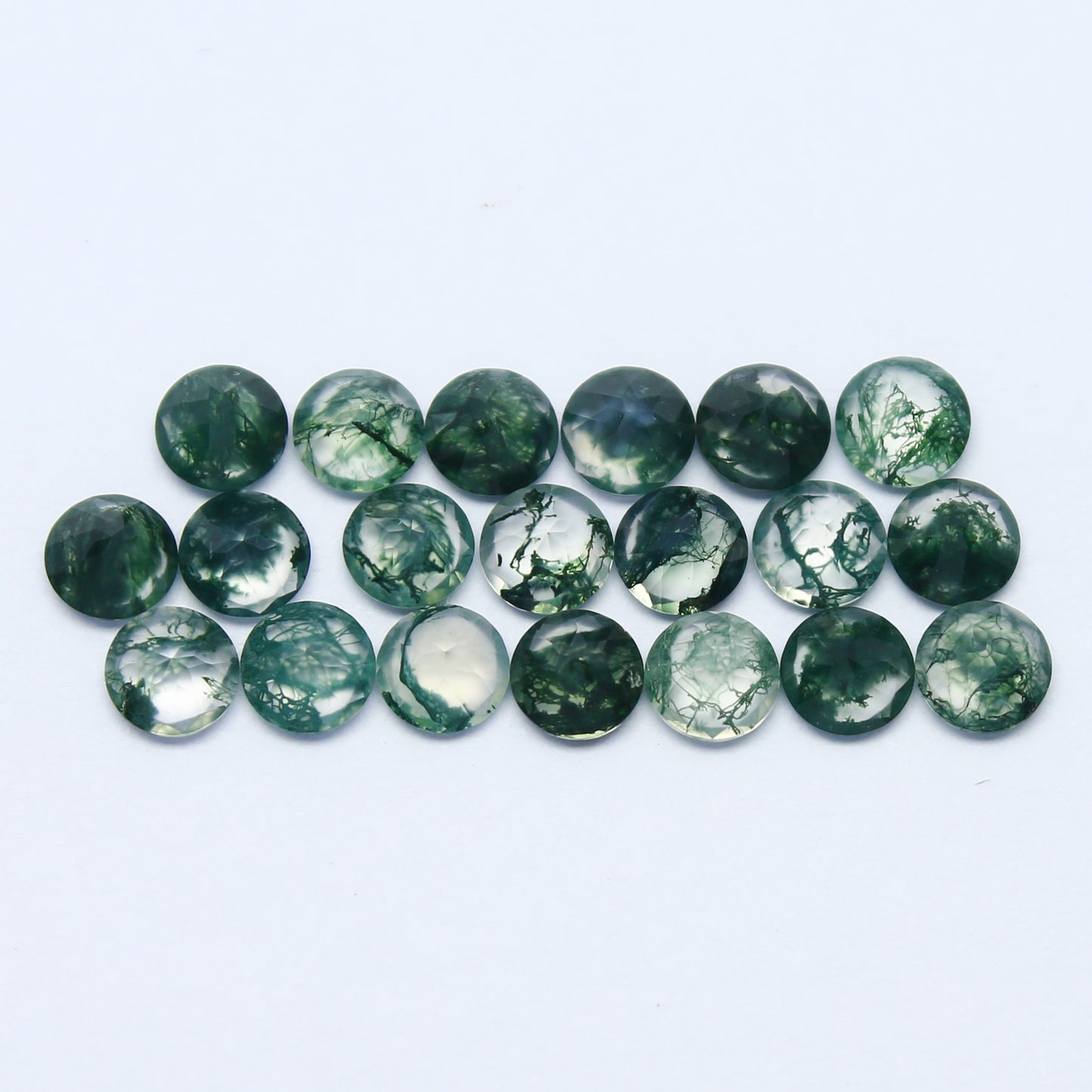 Natural Moss Agate 4x4 MM Round Shape Faceted Gemstone 20 Piece Lot