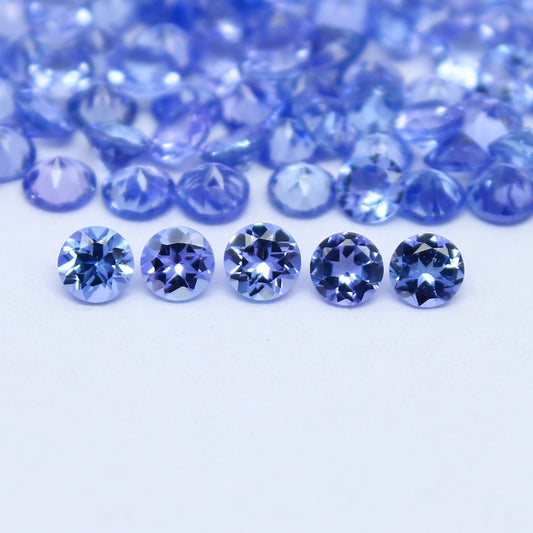 Natural Blue Tanzanite Lot 2.5x2.5 MM Round Shape Faceted Gemstone Lot Tanzanite gemstone for eternity rings melee for gemstone projects