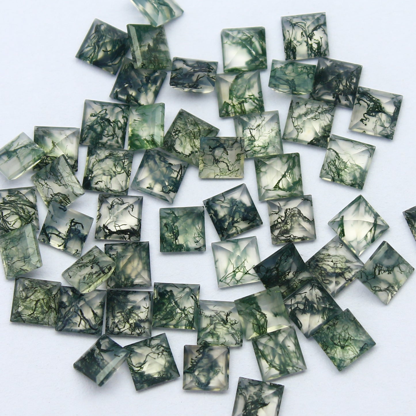 Natural Moss Agate Lot 4x4 MM Square Shape Faceted Gemstone Lot