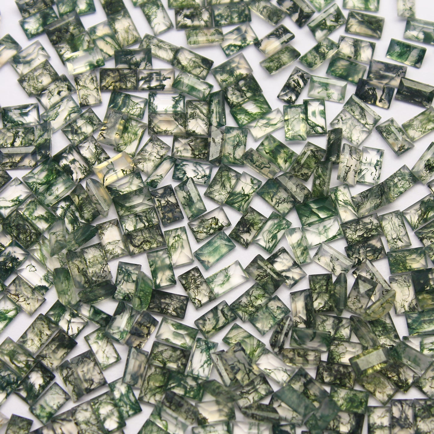 Natural Moss Agate Lot 5x3 MM Baguette Shape Faceted Gemstone Lot