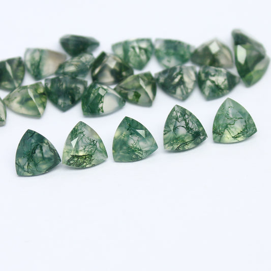 Natural Moss Agate Lot 6x6 MM Trillion Shape Faceted Gemstone Lot