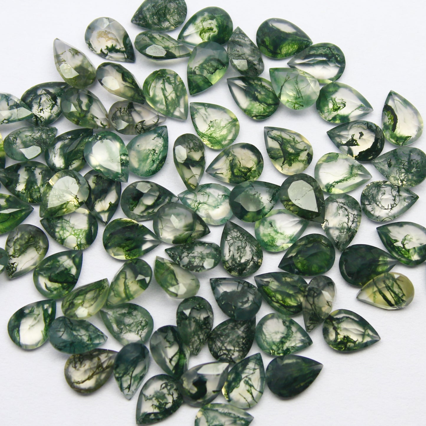 Natural Moss Agate Lot 7x5 MM Pear Shape Faceted Gemstone Lot