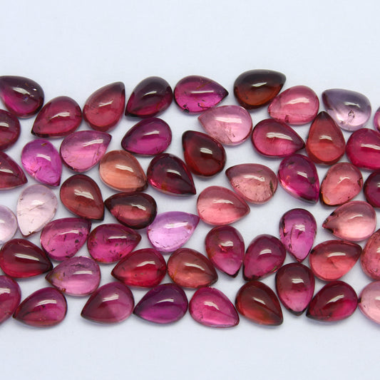Natural Pink Tourmaline Lot 7x5 MM Pear Shape Cabochon Gemstone Lot