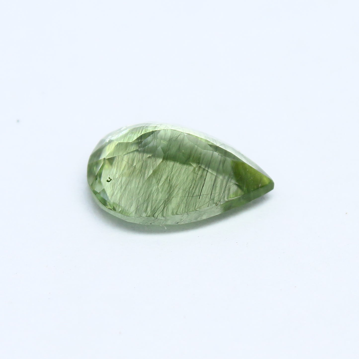 Natural Ludwigite Needles in Peridot 2.07 Carat 10x7 MM Pear Shape Faceted Rutile Peridot Gemstone