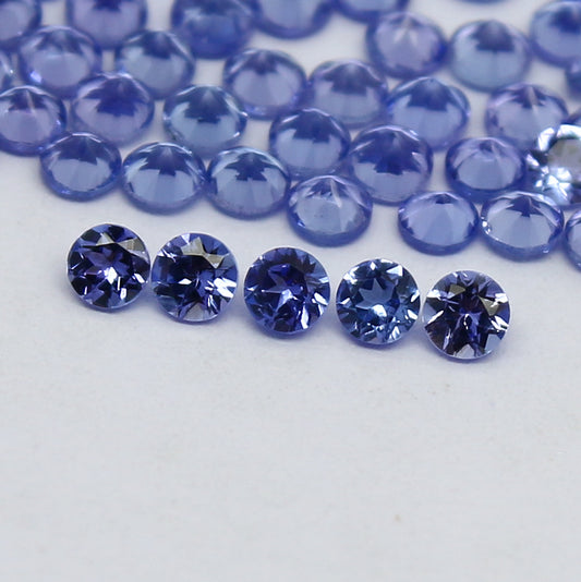 Natural Blue Tanzanite Lot 2x2 MM Round Shape Faceted Gemstone Lot Tanzanite gemstone for eternity rings melee for gemstone projects