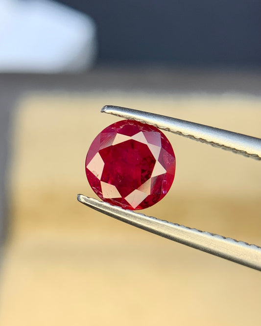 Natural Ruby 1.20 Carat 6.3x6.3 MM Round Shape Faceted Gemstone
