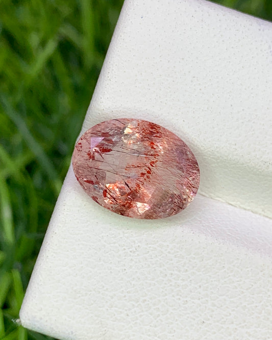 Natural Super Seven 3.28 Carat 11.6x8.7 MM Oval Shape Faceted Gemstone with 7 Crystals Healing Stone Seven Chakra Melody Stone