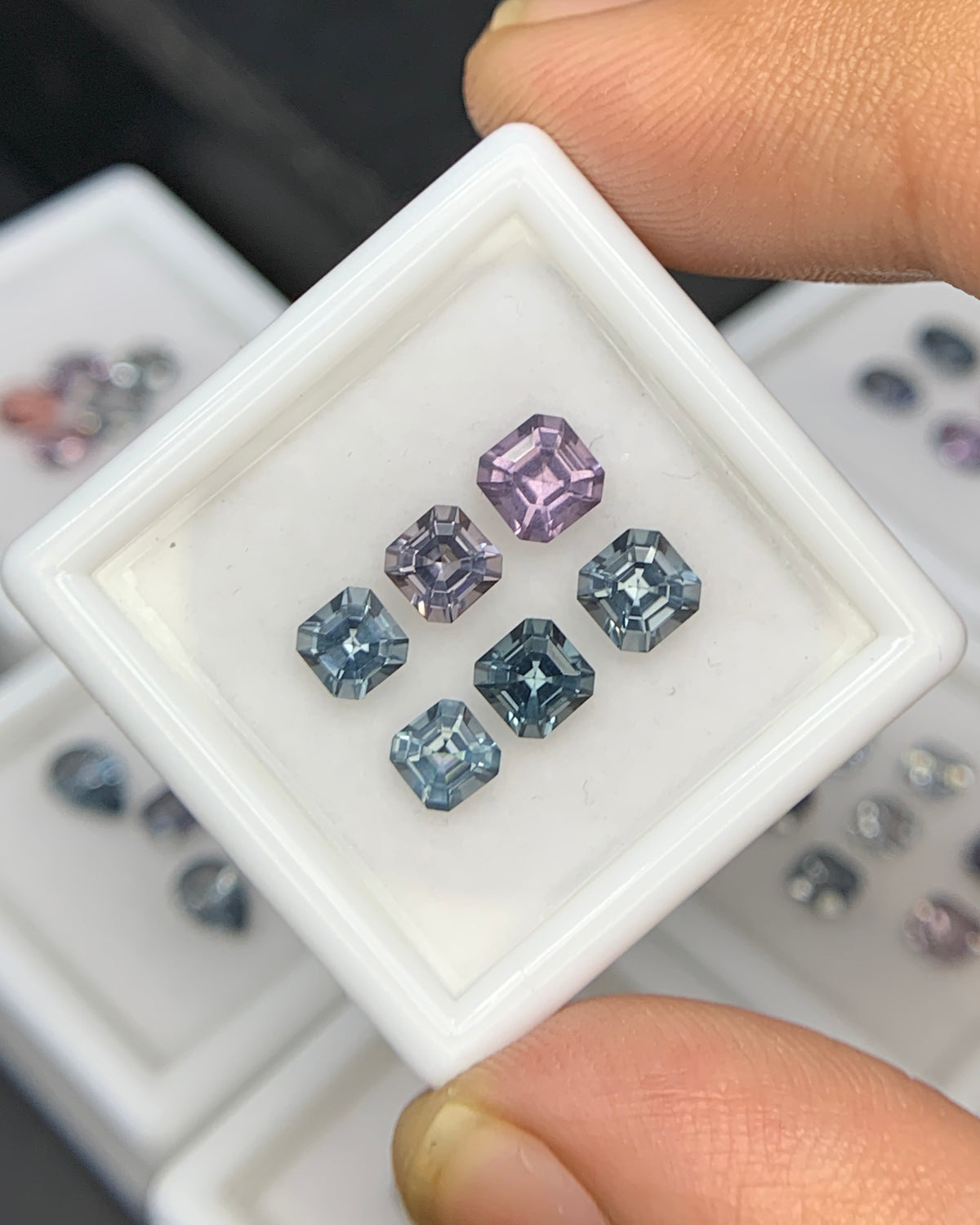 Natural Multi Color Spinel 2.65 Carat Mix Sze Asscher Cut Faceted Gemstone 6 Piece Lot