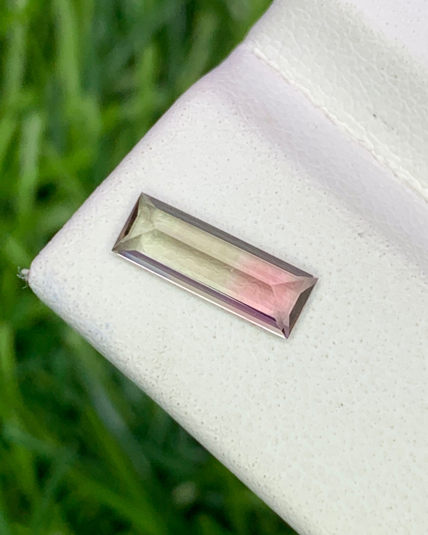 Natural Bi Color Tourmaline 0.61 Carat 9.5x3.4 MM Baguette Shape Faceted Gemstone