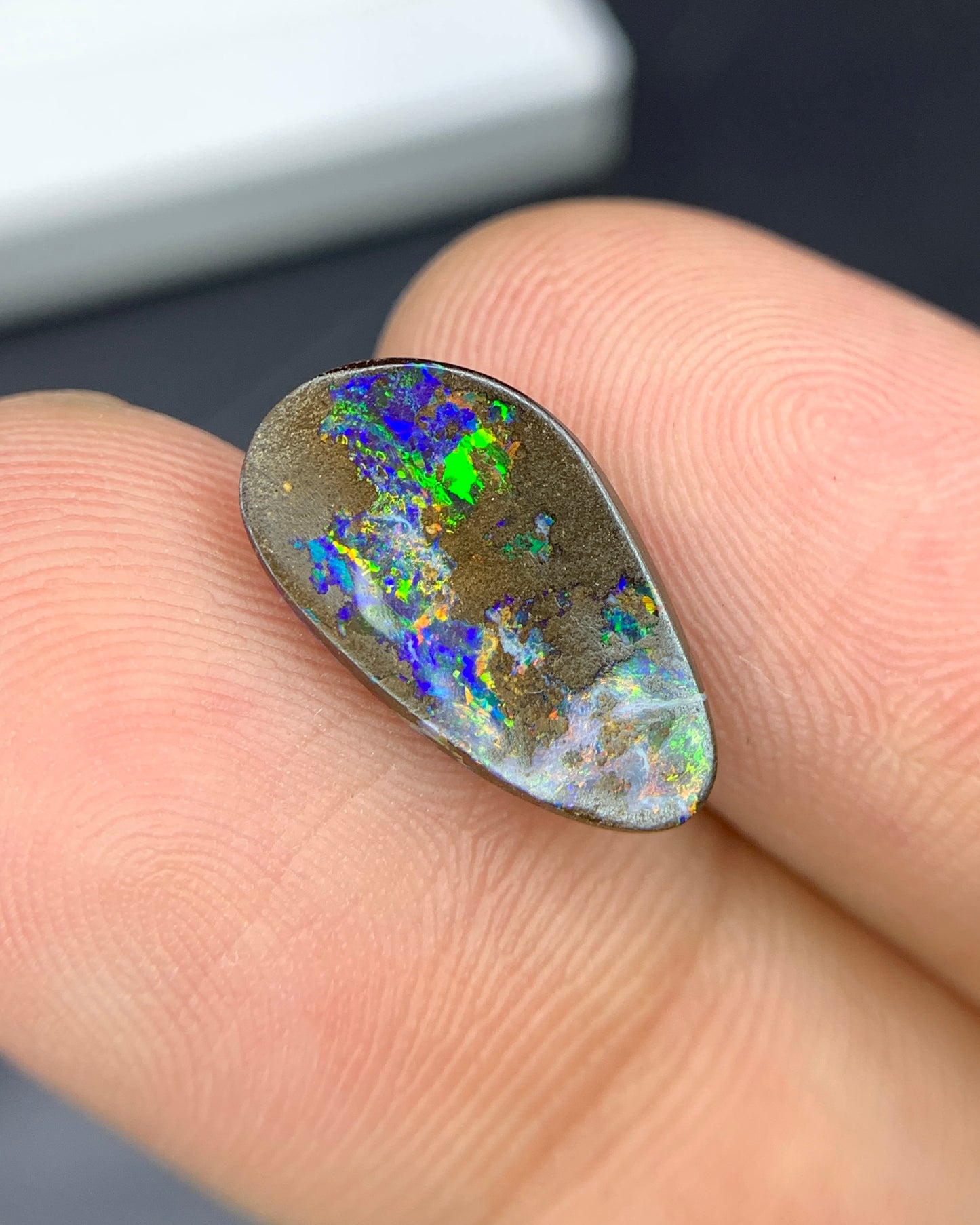 Natural Australian Boulder Opal 2.49 Carat 15.5x8.4 MM Fancy Shape Cabochon Gemstone