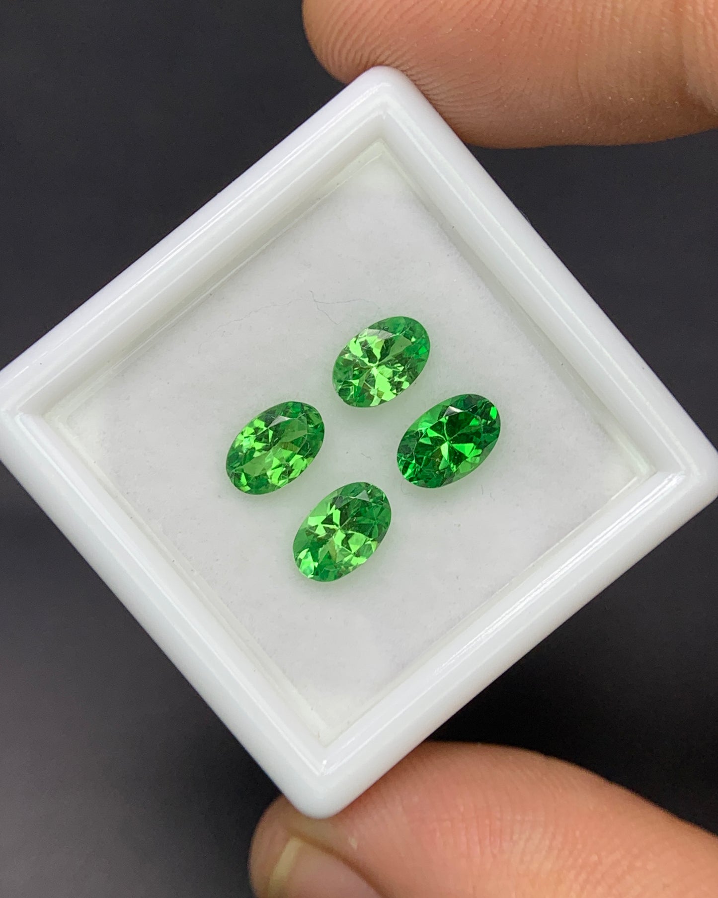 Natural Tsavorite Garnet Lot 2.15 Carat 6x4 MM Oval Shape Faceted Gemstone 4 Piece Lot