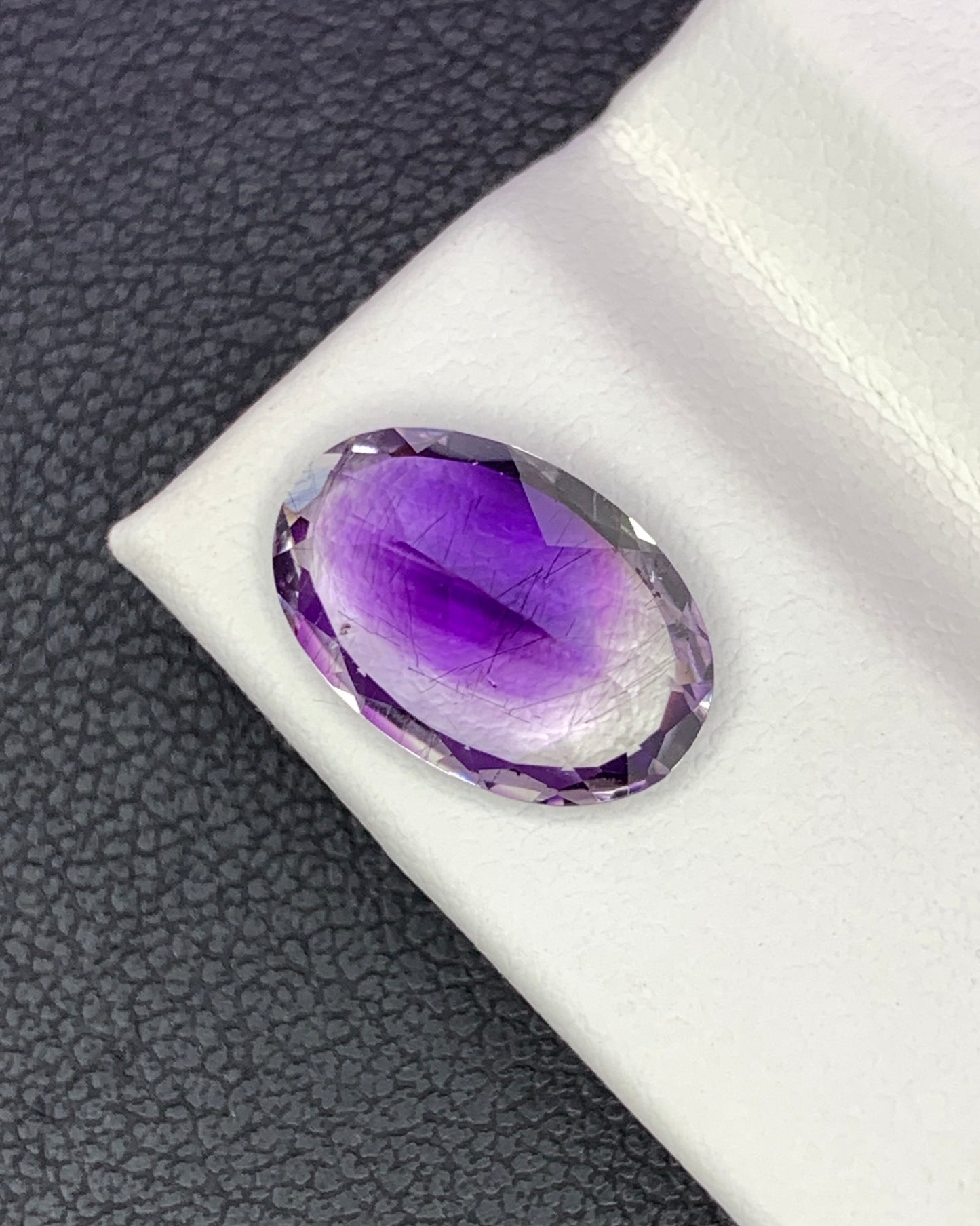 Natural Bi Color Rutile Amethyst 3.04 Carat 12x8 MM Oval Shape Faceted Gemstone