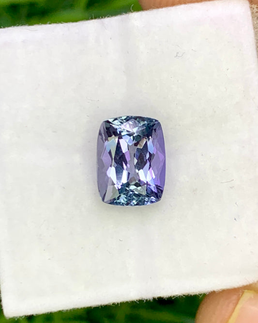 Natural Bi Color Tanzanite 1.76 Carat 7.8x6 MM Cushion Shape Faceted Gemstone