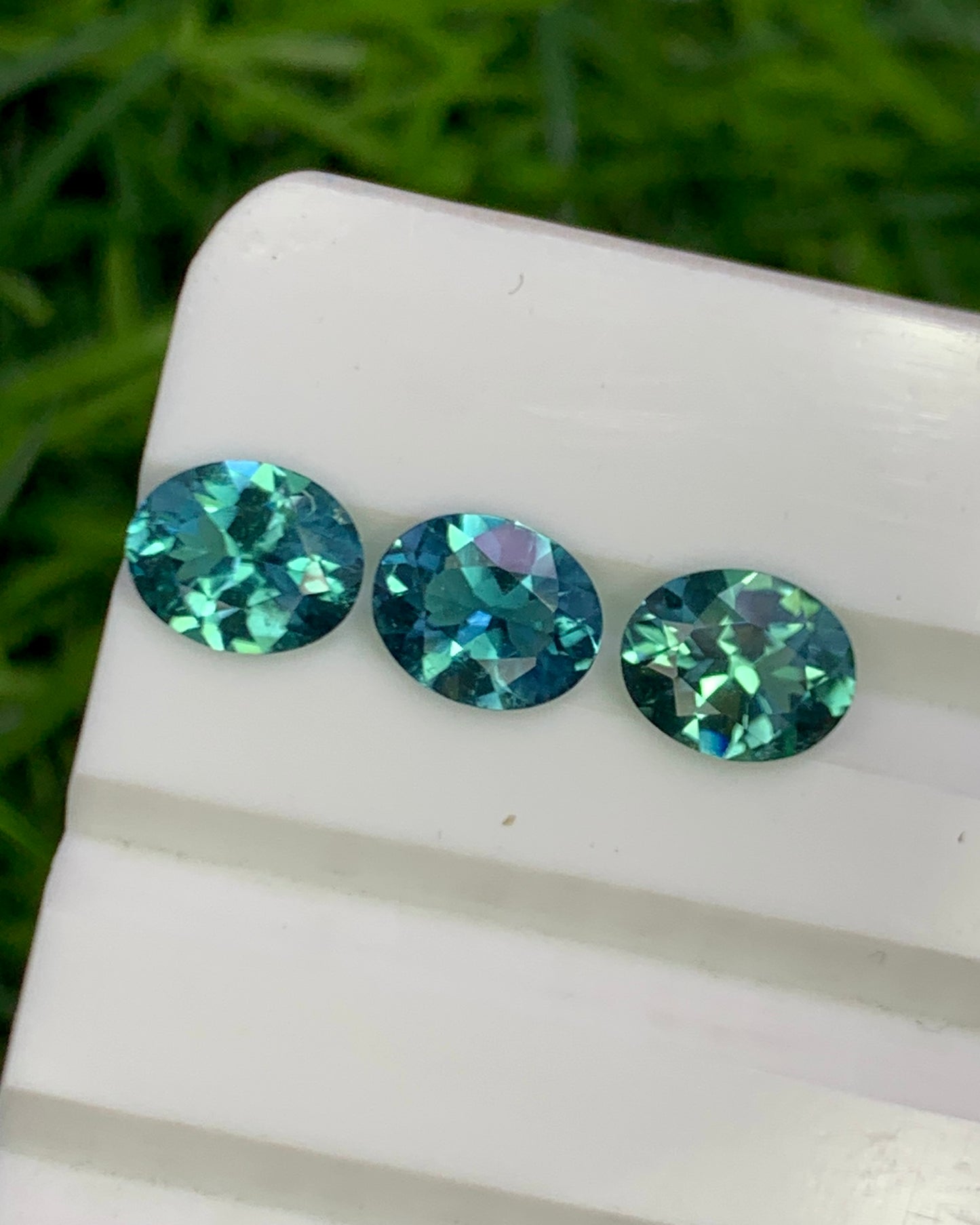 Natural Indicolite Tourmaline Lot 1.49 Carat 6x4.9 MM Oval Shape Faceted Gemstone 3 Piece Lot