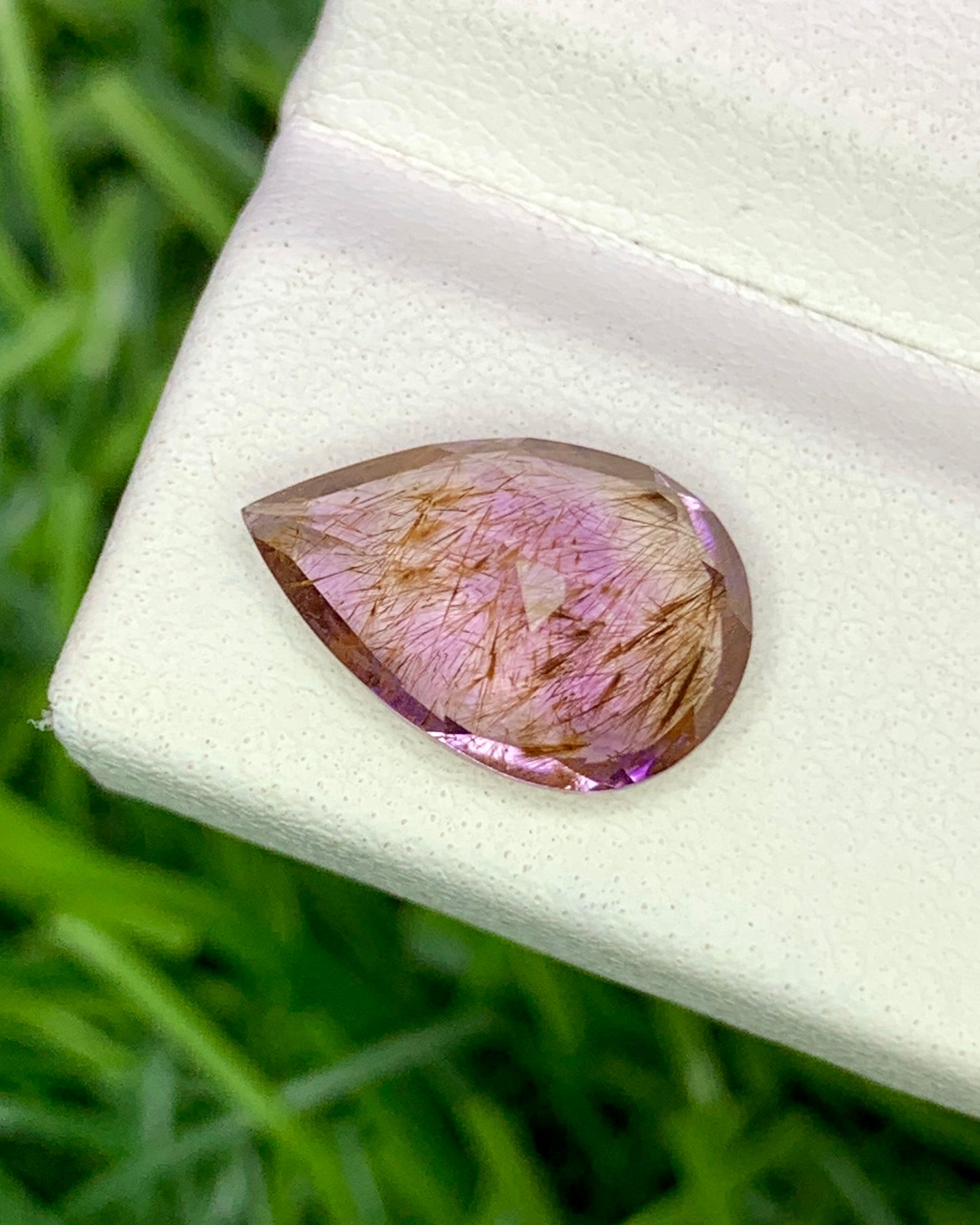 Natural Super Seven 2.40 Carat 12.1x8 MM Pear Shape Faceted Gemstone with 7 Crystals Healing Stone Seven Chakra Melody Stone