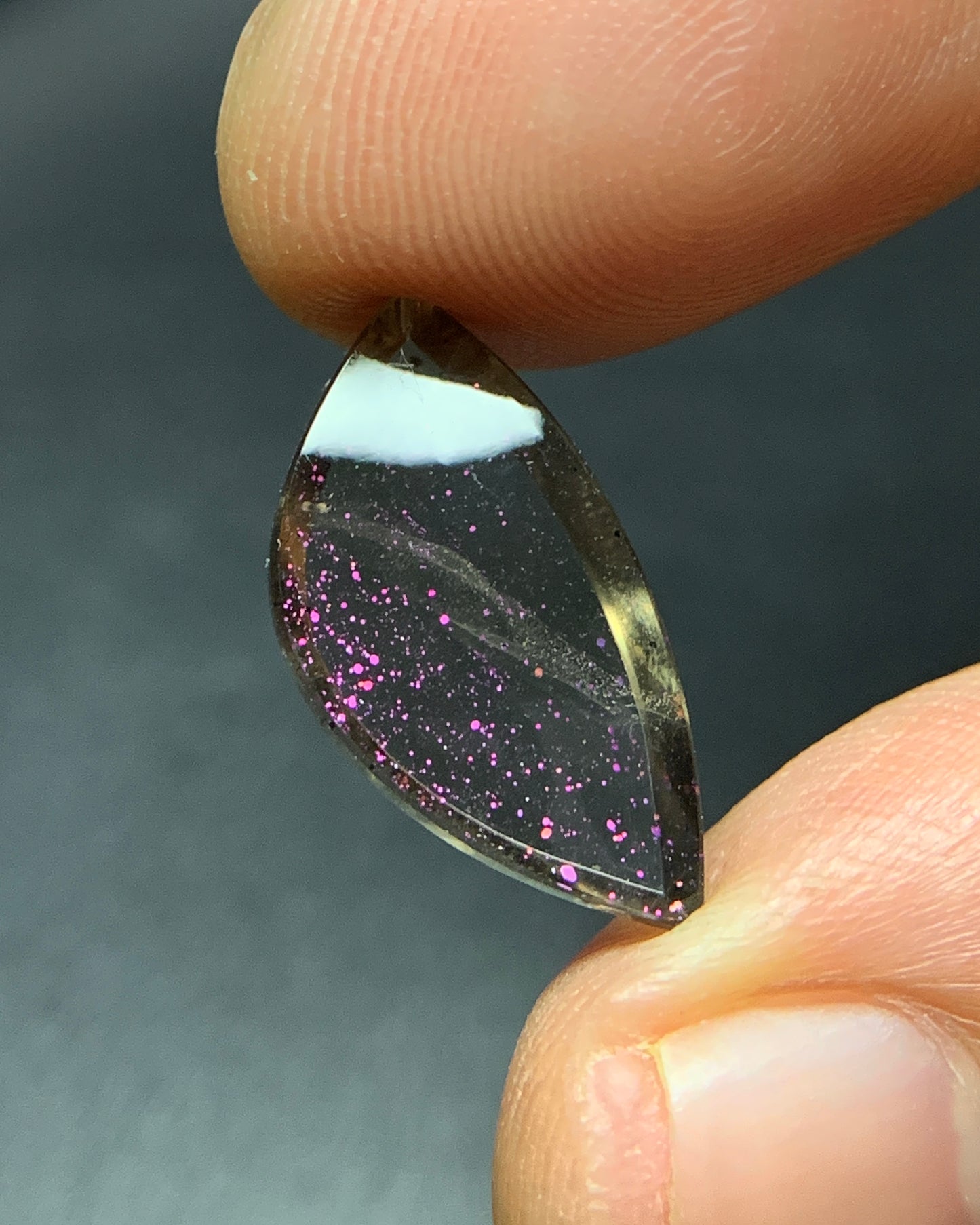 Natural Rare Pink Fire Quartz 4.85 Carat 18.6x9.4 MM Freeform Shape Covellite Quartz Gemstone from Brazil