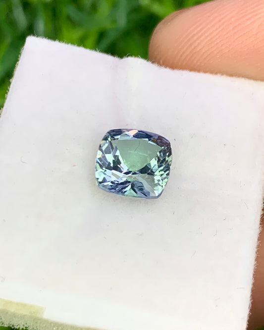 Natural Bi Color Tanzanite 1.38 Carat 6.5x6.5 MM Cushion Shape Faceted Gemstone