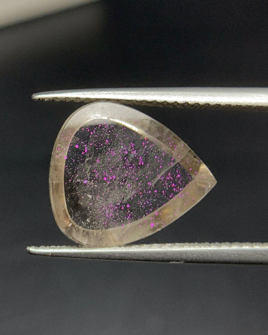 Natural Rare Pink Fire Quartz 4.93 Carat 14x12 MM Heart Shape Covellite Quartz Gemstone from Brazil