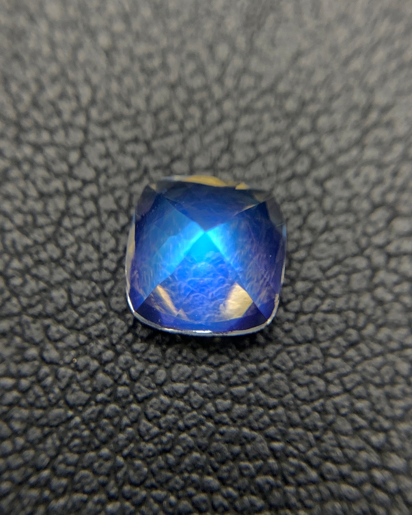 Natural Blue Fire Rainbow Moonstone 1.16 Carat 6.2x6.2 MM Cushion Shape Faceted Gemstone from Madagascar