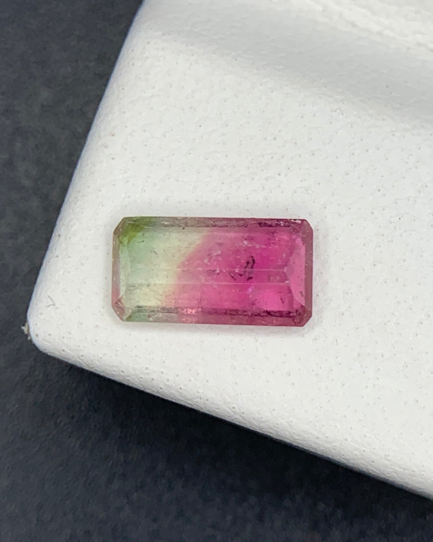 Natural Bi Color Tourmaline 0.66 Carat 7.7x4.1 MM Baguette Shape Faceted Gemstone