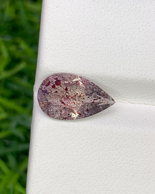 Natural Super Seven 1.75 Carat 11.9x7.1 MM Pear Shape Faceted Gemstone with 7 Crystals Healing Stone Seven Chakra Melody Stone