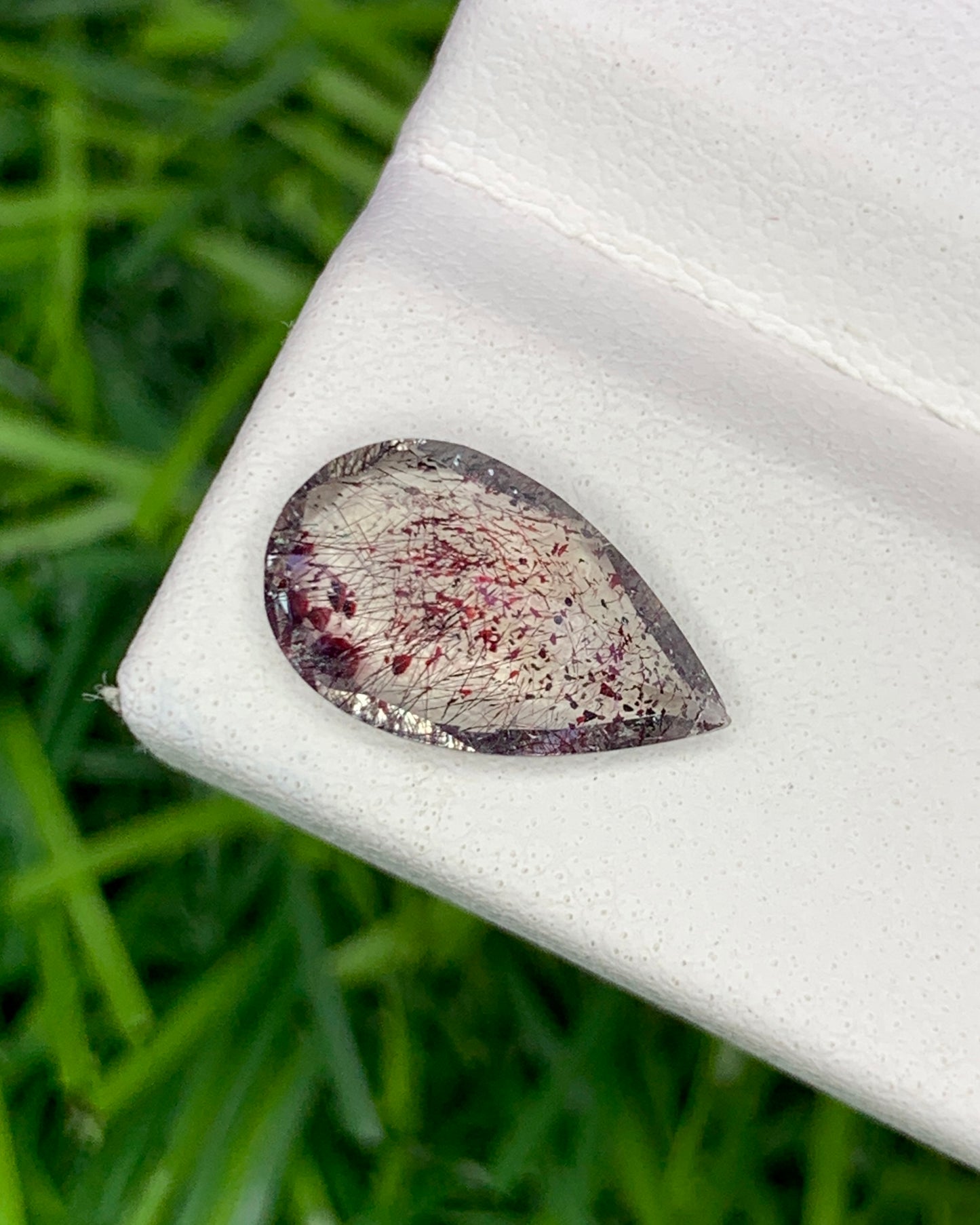 Natural Super Seven 1.75 Carat 11.9x7.1 MM Pear Shape Faceted Gemstone with 7 Crystals Healing Stone Seven Chakra Melody Stone