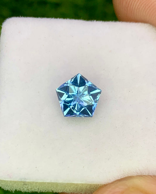 Natural Aquamarine 0.68 Carat 6x6 MM Pentagon Shape Faceted Gemstone