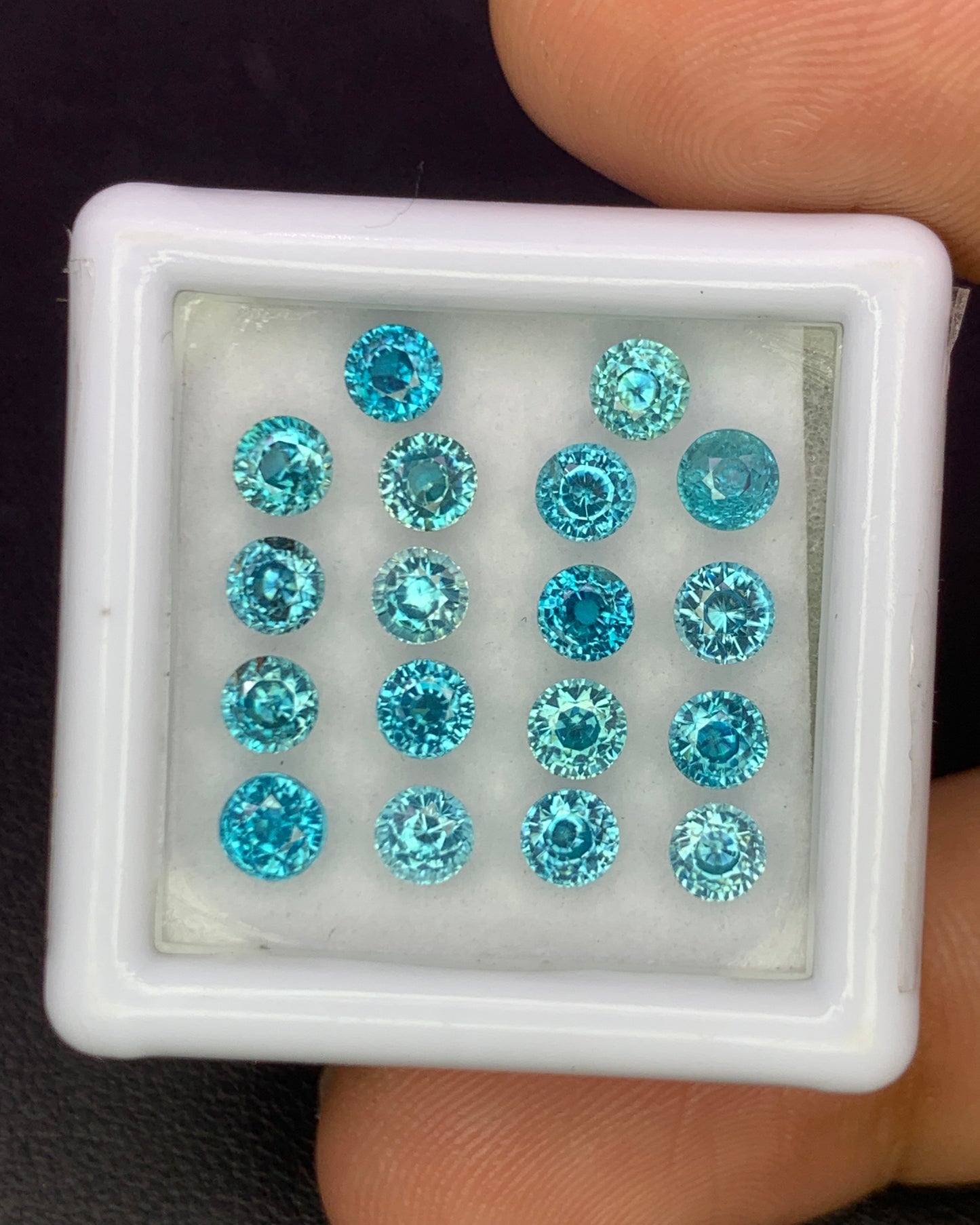 Natural Cambodian Blue Zircon Lot 6.06 Carat 3.5x3.5 MM Round Shape Faceted Gemstone 18 Piece Lot