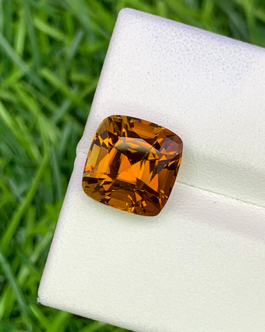 Natural Orange Tourmaline 5.13 Carat 9.9x9.7 MM Cushion Shape Faceted Gemstone