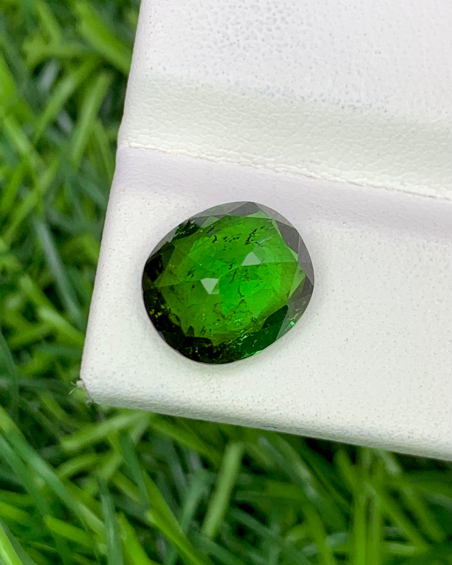 Natural Green Tourmaline 3.84 Carat 10.6x9.3 MM Oval Shape Faceted Gemstone