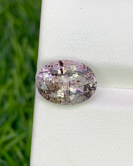 Natural Super Seven 2.72 Carat 11x8.1 MM Oval Shape Faceted Gemstone with 7 Crystals Healing Stone Seven Chakra Melody Stone