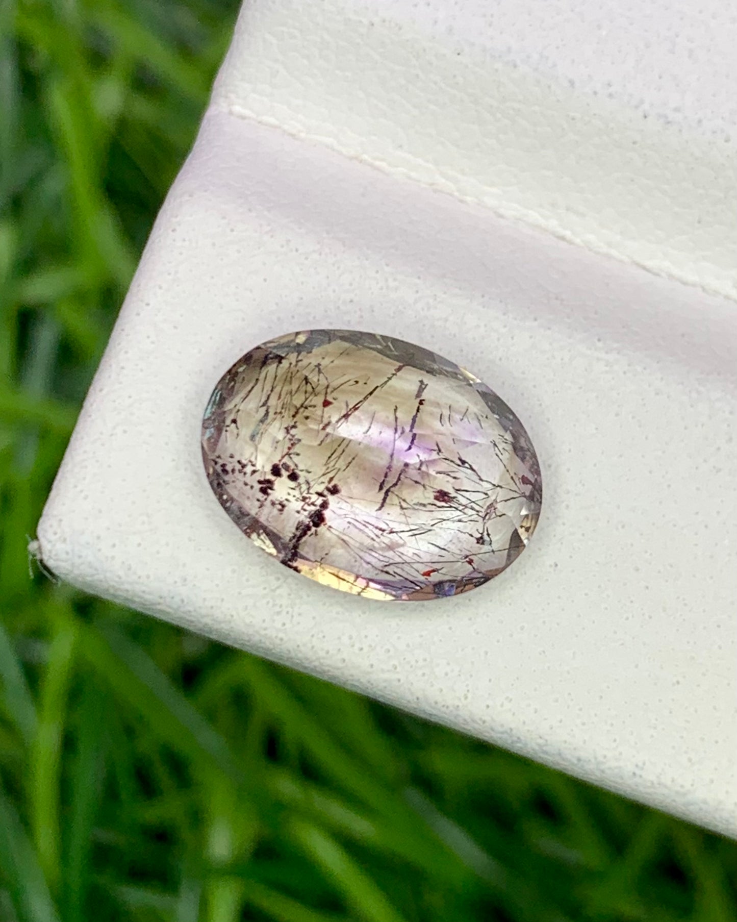 Natural Super Seven 2.72 Carat 11x8.1 MM Oval Shape Faceted Gemstone with 7 Crystals Healing Stone Seven Chakra Melody Stone