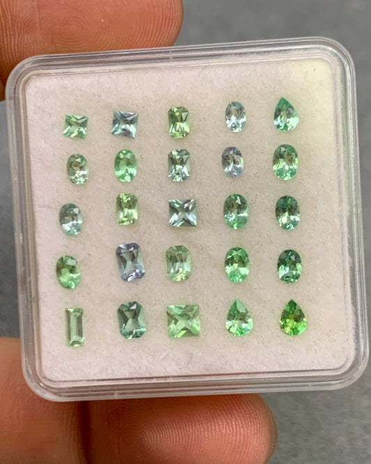 Natural Chrome Kornerupine Lot 2.96 Carat Mix Size Mix Shape Faceted Gemstone 25 Piece Lot