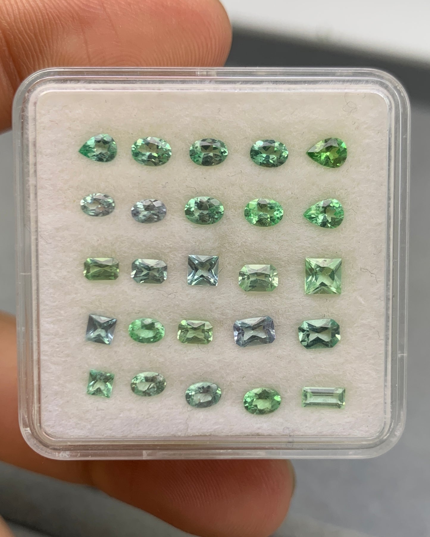 Natural Chrome Kornerupine Lot 2.96 Carat Mix Size Mix Shape Faceted Gemstone 25 Piece Lot