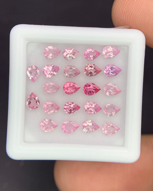 Natural Pink Spinel Lot 2.93 Carat 4x3 MM Pear Shape Faceted Gemstone 22 Piece Lot