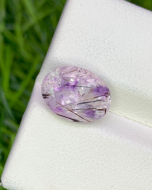 Natural Super Seven 2.86 Carat 10.8x8 MM Oval Shape Faceted Gemstone with 7 Crystals Healing Stone Seven Chakra Melody Stone