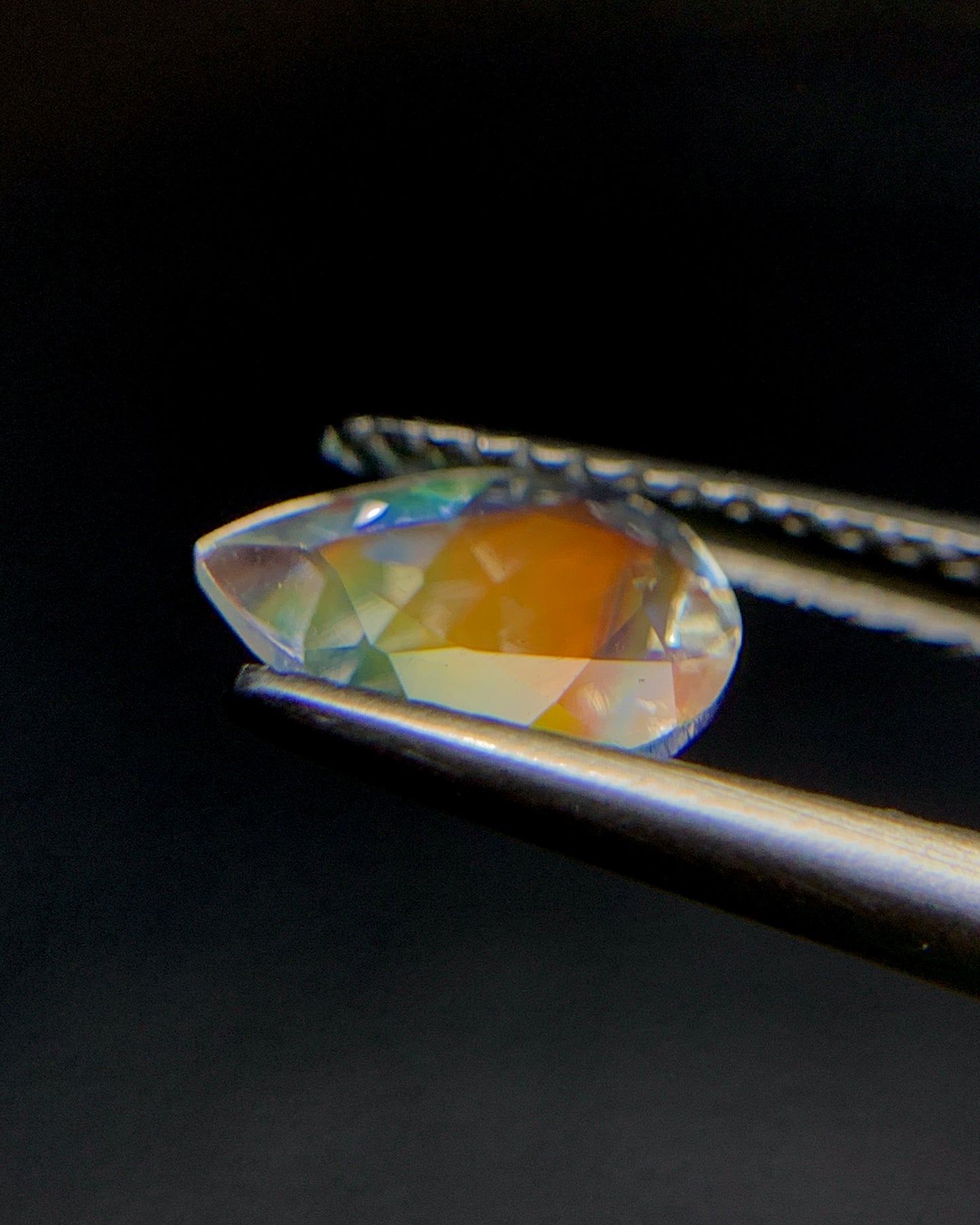 Natural Multi Fire Rainbow Moonstone 1.00 Carat 7.9x6 MM Pear Shape Faceted Gemstone from Madagascar