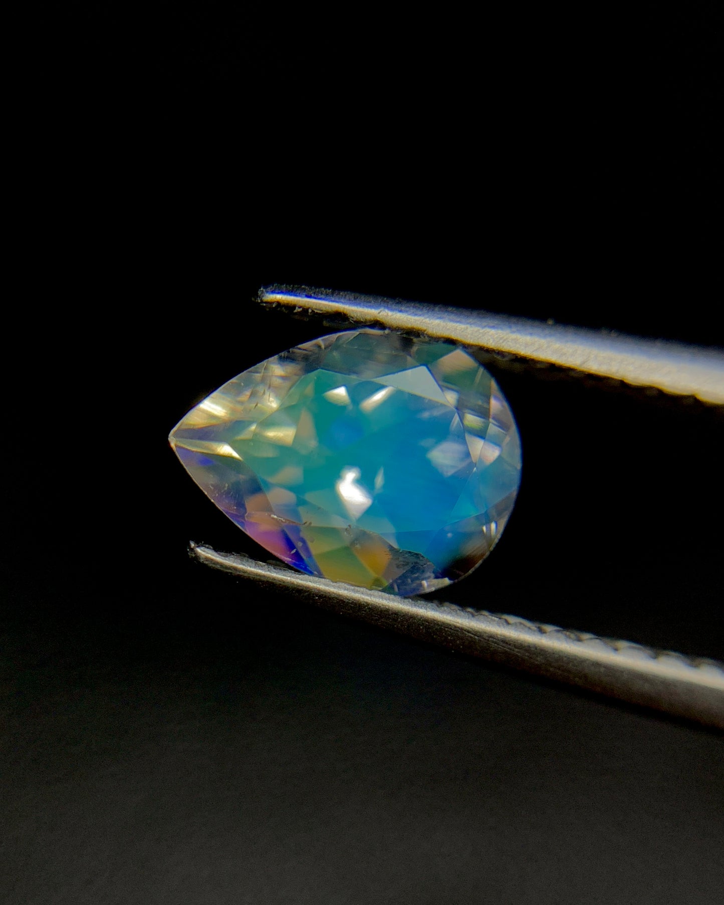 Natural Multi Fire Rainbow Moonstone 1.12 Carat 8x6 MM Pear Shape Faceted Gemstone from Madagascar