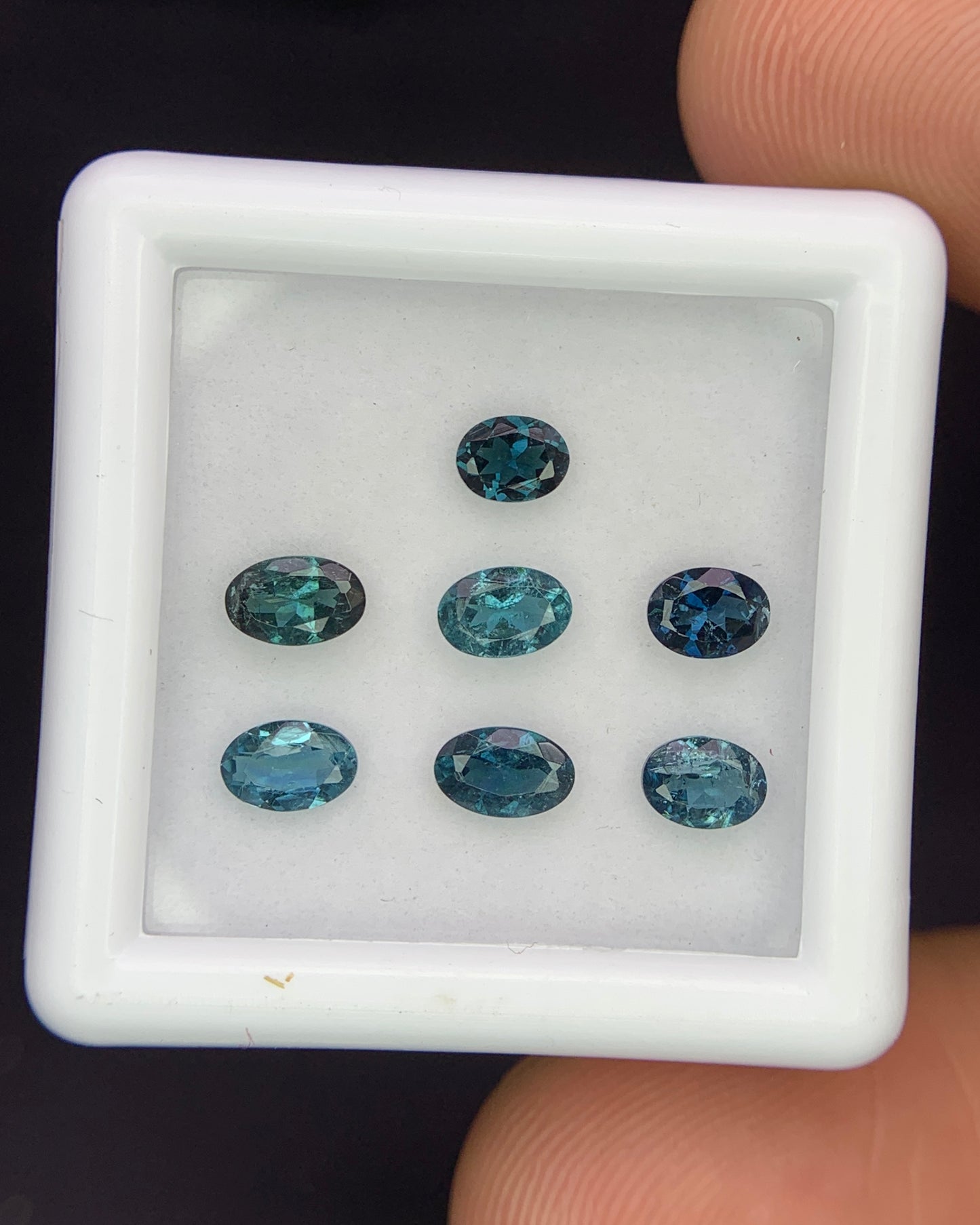 Natural Indicolite Tourmaline Lot 1.44 Carat Mix Size Oval Shape Faceted Gemstone 7 Piece Lot