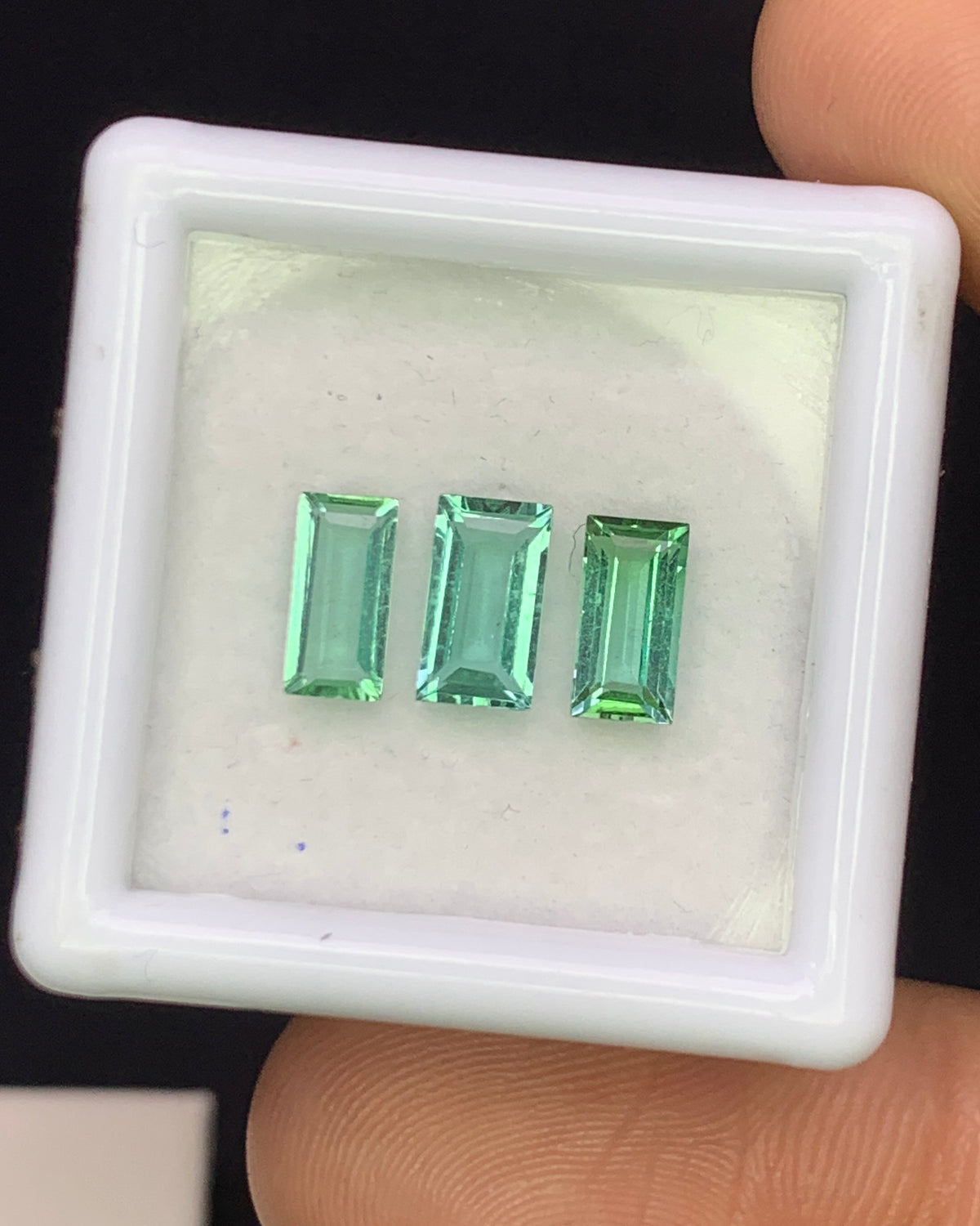 Natural Indicolite Tourmaline Lot 1.94 Carat 7x4 mm Baguette Shape Faceted Gemstone 3 Piece Lot