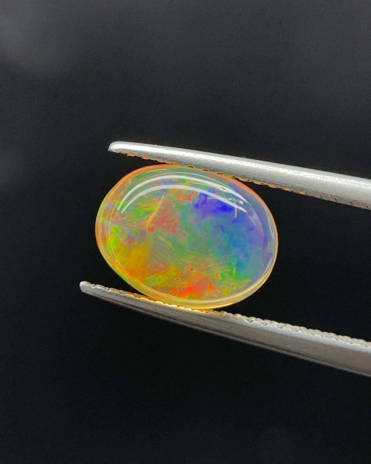 Natural Mexican Fire Opal 2.05 Carat 10.3x7.9 MM Oval Shape Cabochon Gemstone