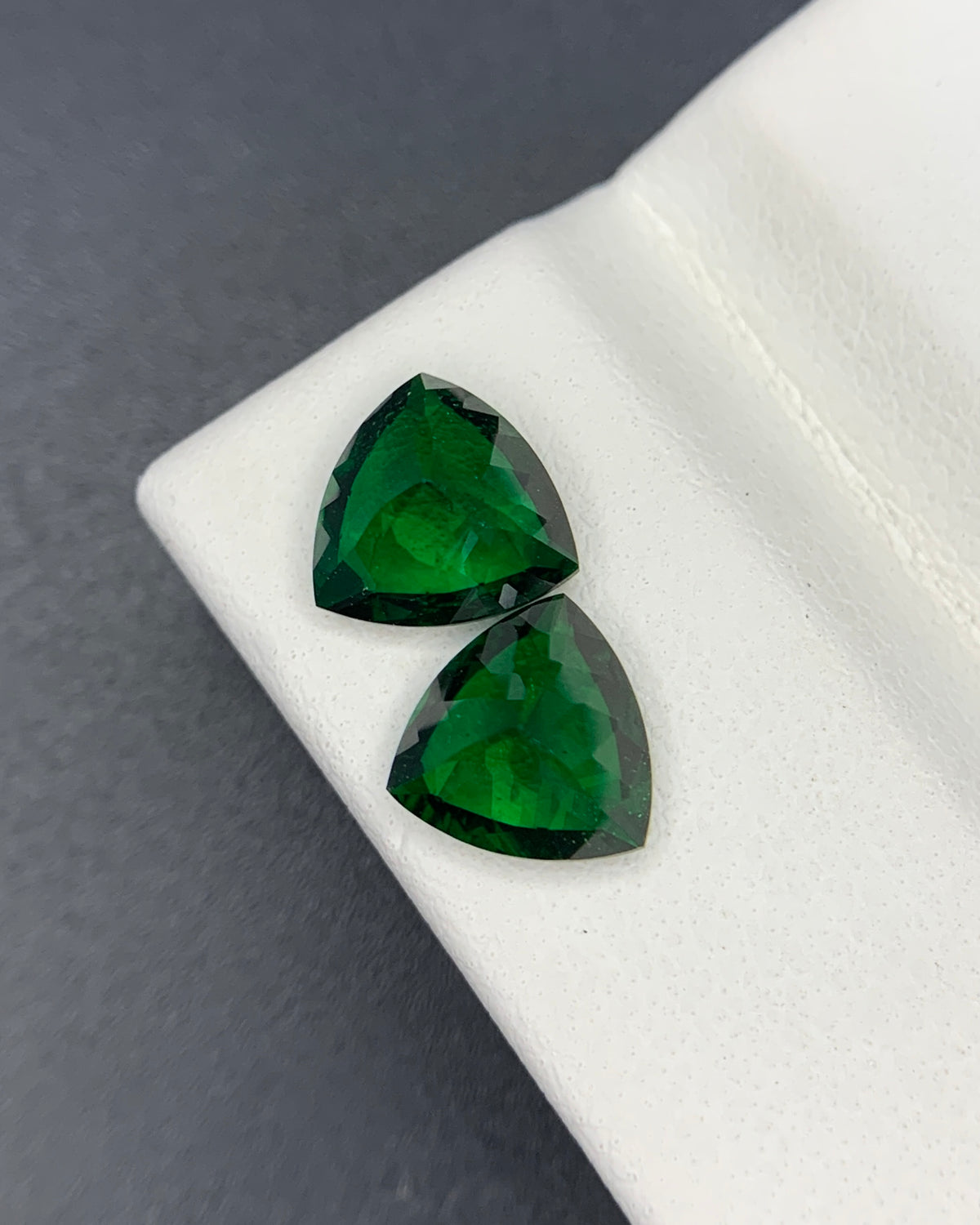 Natural Tsavorite Pair 2.55 Carat 7x7 MM Trillion Shape Faceted Gemstone Pair
