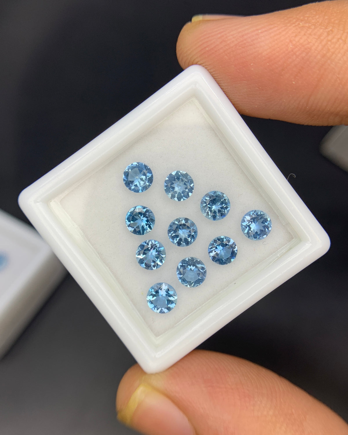 Natural Santa Maria Aquamarine Lot 2.07 Carat 4x4 Round Shape Faceted Gemstone 10 Piece Lot