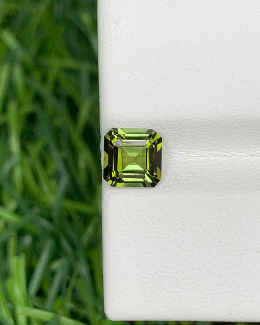 Natural Green Tourmaline 0.88 Carat 6x6 MM Ascher Cut Faceted Gemstone