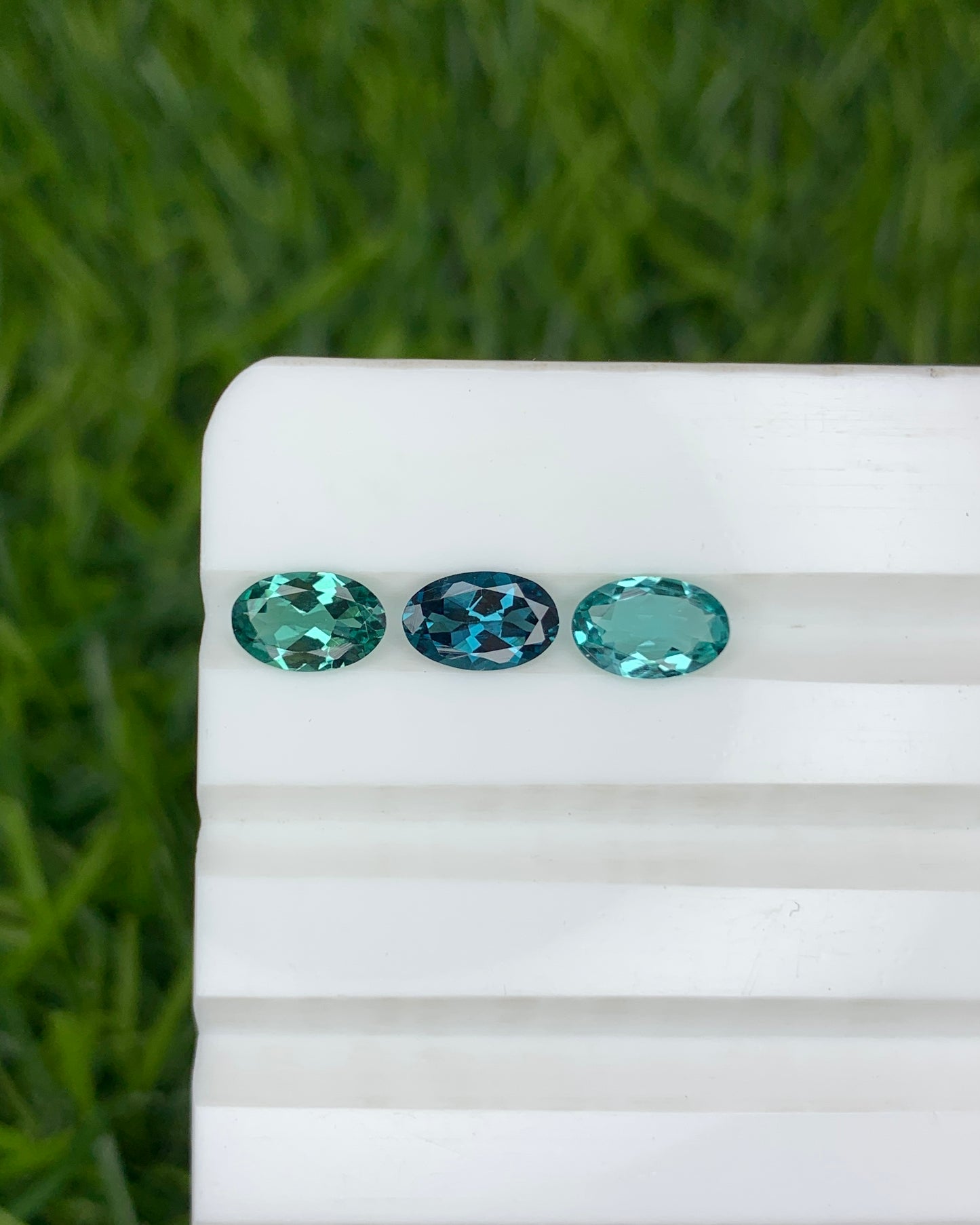 Natural Indicolite Tourmaline Lot 0.98 Carat 6x4 MM Oval Shape Faceted Gemstone 3 Piece Lot