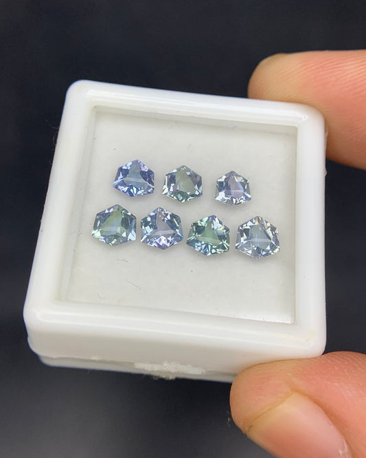 Natural Bi Color Tanzanite Lot 2.40 Carat Mix Size Fancy Shape Faceted Gemstone 7 Piece Lot