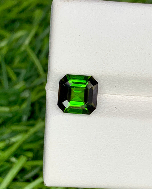Natural Bottle Green Tourmaline 1.43 Carat 7x7 MM Ascher Cut Faceted Gemstone