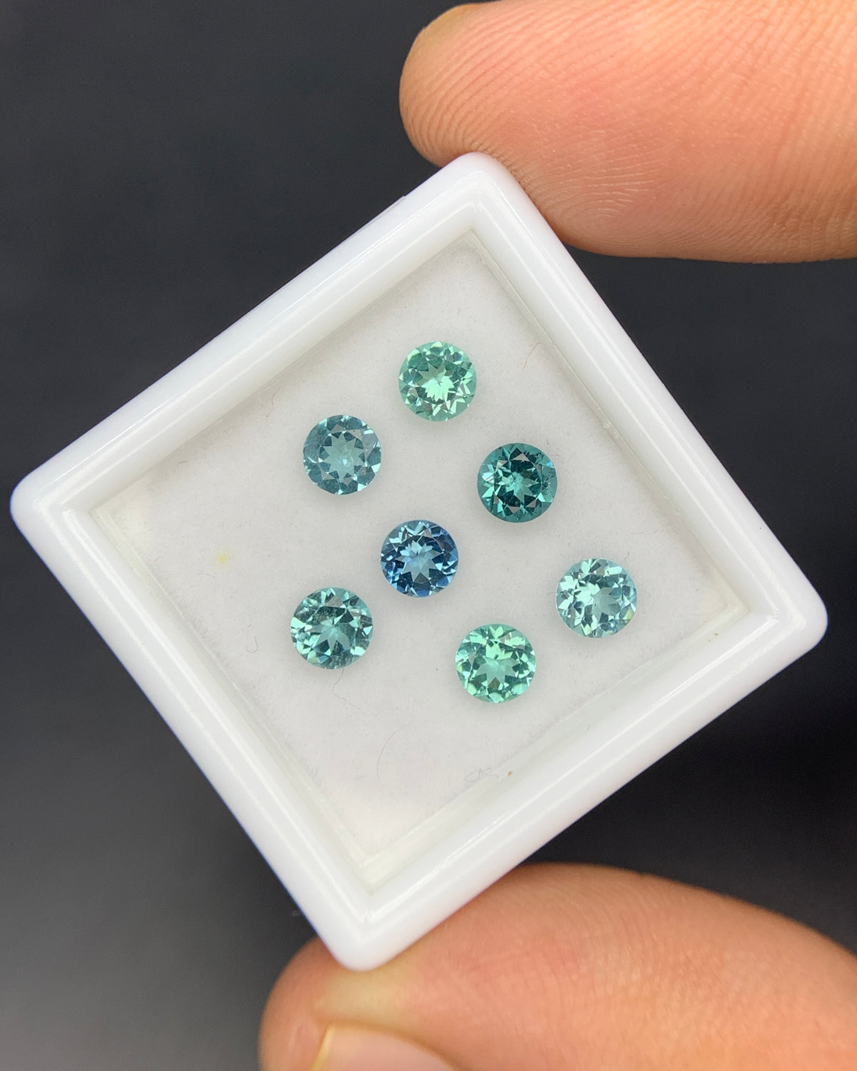 Natural Indicolite Tourmaline Lot 1.71 Carat 4x4 MM Round Shape Faceted Gemstone 7 Piece Lot