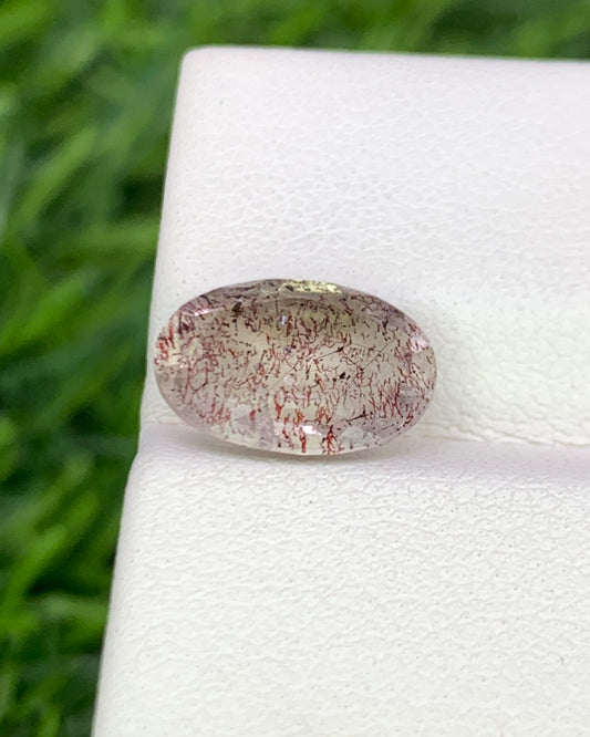 Natural Super Seven 2.36 Carat 10.6x7.5 MM Oval Shape Faceted Gemstone with 7 Crystals Healing Stone Seven Chakra Melody Stone